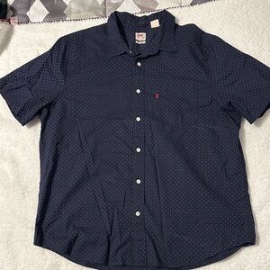 Men's Navy Blue Polka Dot Shirt